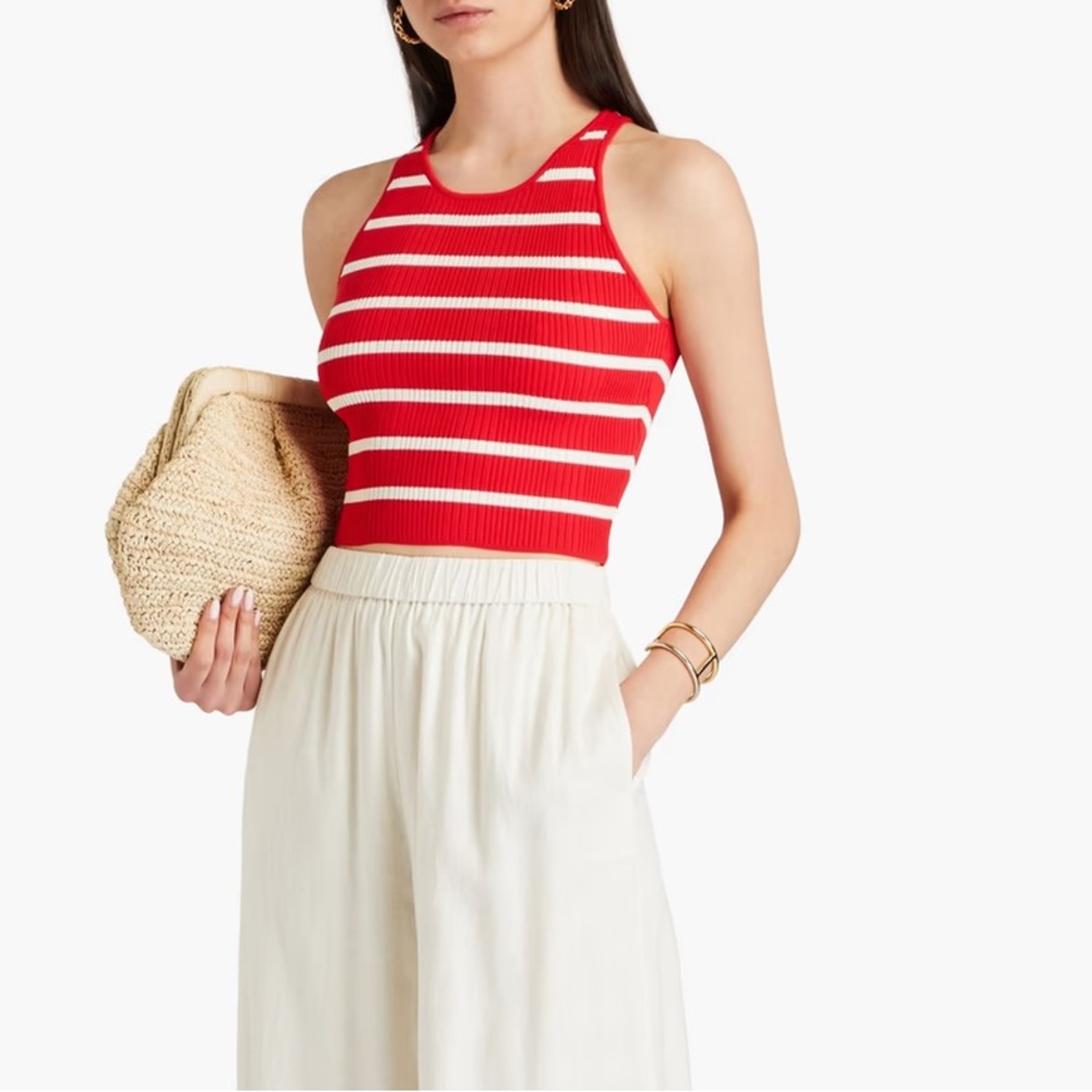 Solid & Striped Carson Striped Ribbed-Knit Top - image 1